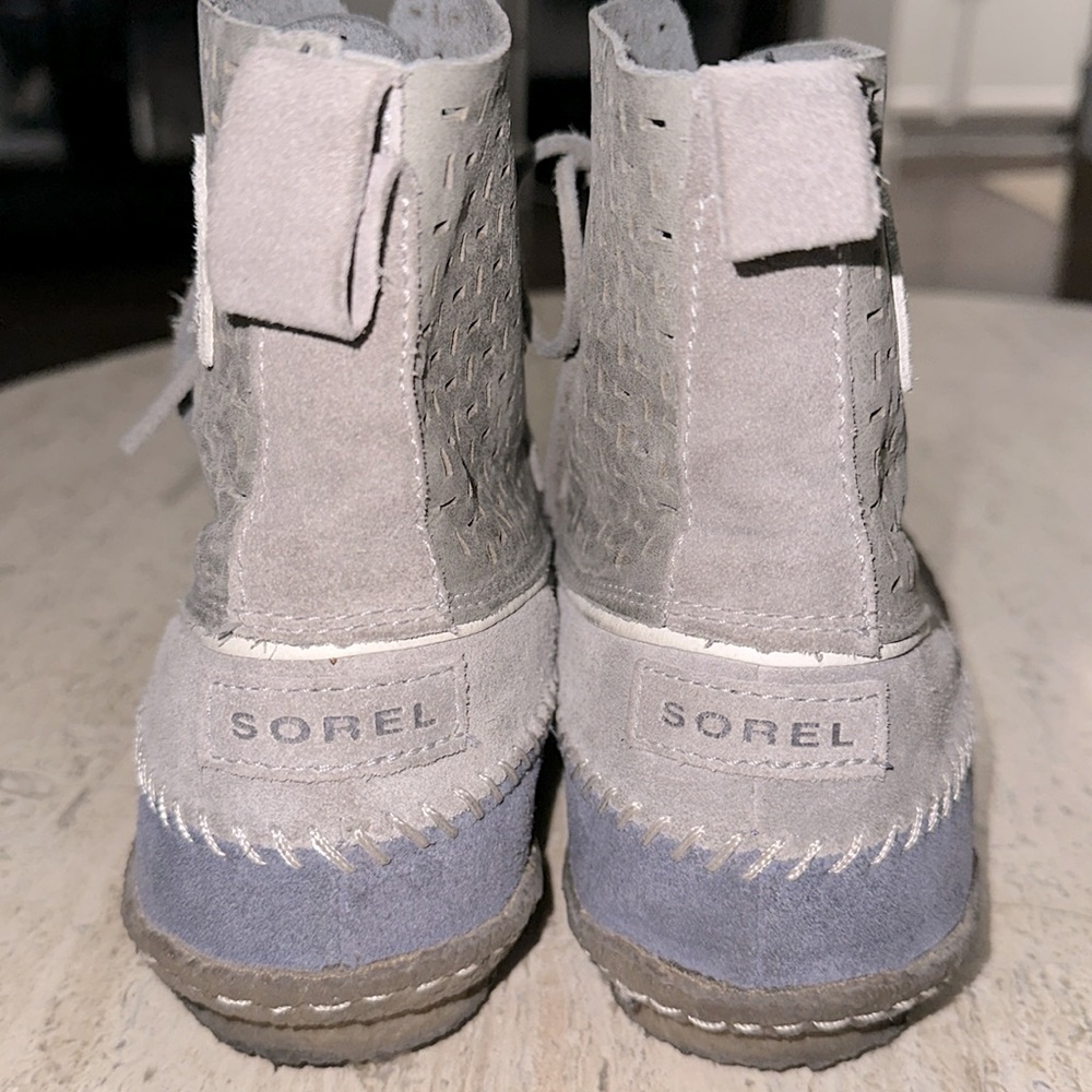 SOREL Joplin Perfed Leather Stitch Duck Boot Steel Gray
Blue Lace up boot Sz 7/8 - Picture 5 of 12